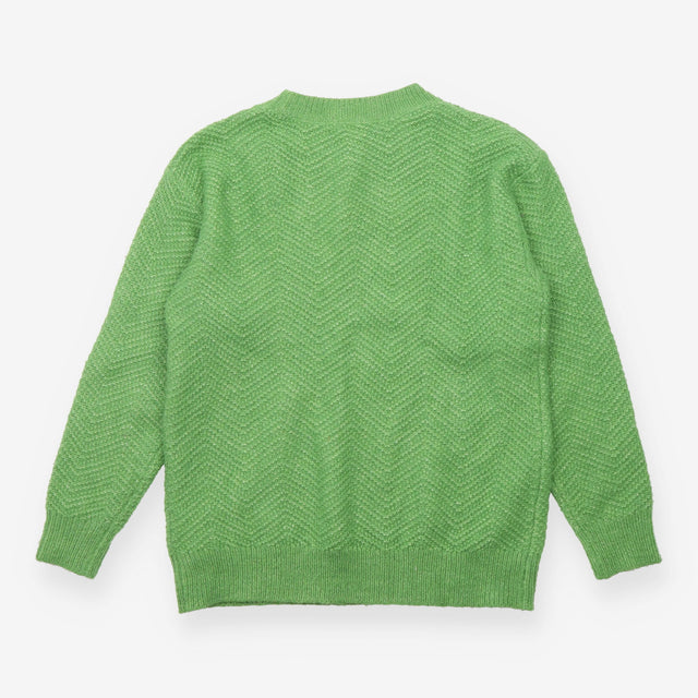Apple Green Textured Crew Neck Jumper