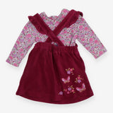 Purple Cord Pinafore Dress and Ditsy Floral Tee 