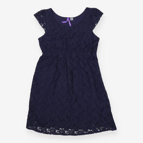Sleeveless Navy Lace Maternity Tea Dress