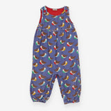 Dungarees Cord Blue with Colourful Robins