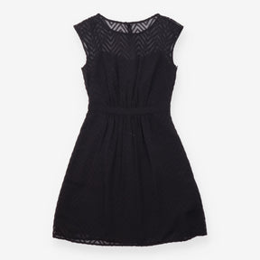 Dress Black Chevron Lace Sleeveless Midi
