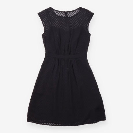 Dress Black Chevron Lace Sleeveless Midi