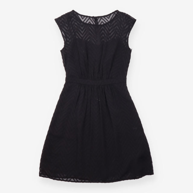Dress Black Chevron Lace Sleeveless Midi