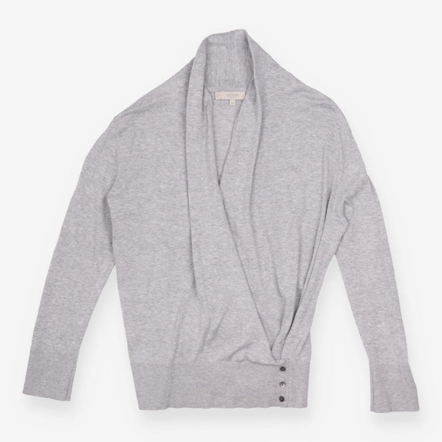 Cardigan Grey Marl Wrap Front Long Sleeve Knit