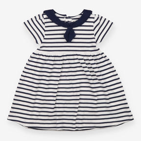 Dress navy stripe sailor collar 
