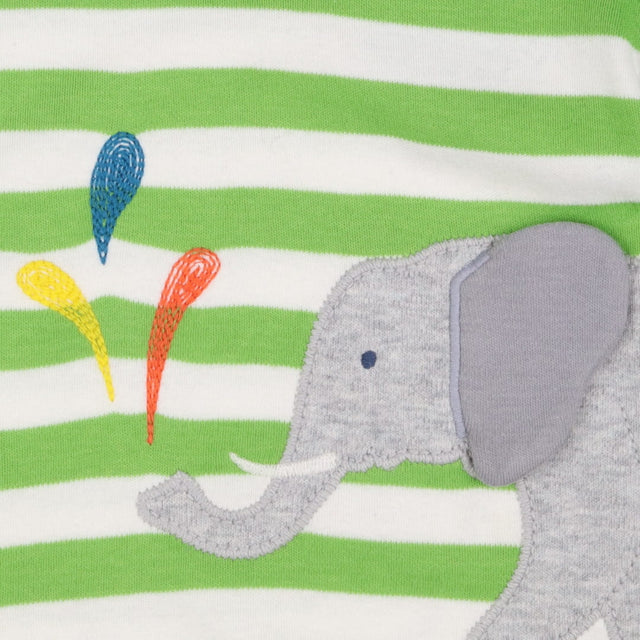Green stripe elephant splash t-shirt