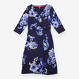 Midi Dress Navy Blue Floral Wrap Front