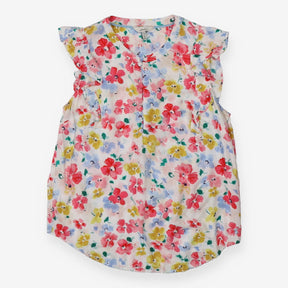 Anastasia Floral Frill Sleeve Button Top