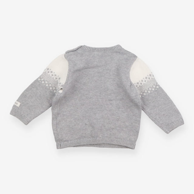 Grey knit reindeer sweater