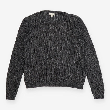 Knit Sweater Charcoal Grey and Silver open weave