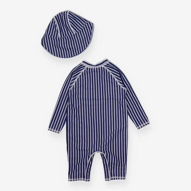 Sunsuit and Hat Navy Stripe