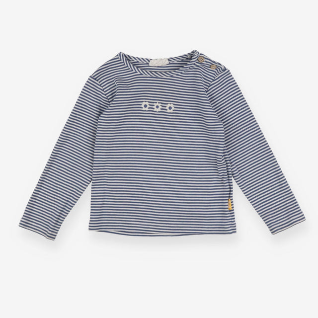 Tee LS blue stripe 3 daisy's