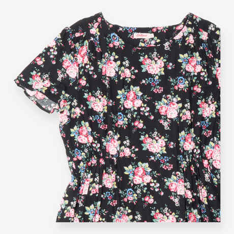 Cath Kidston Black Floral Tea Dress Short Sleeve