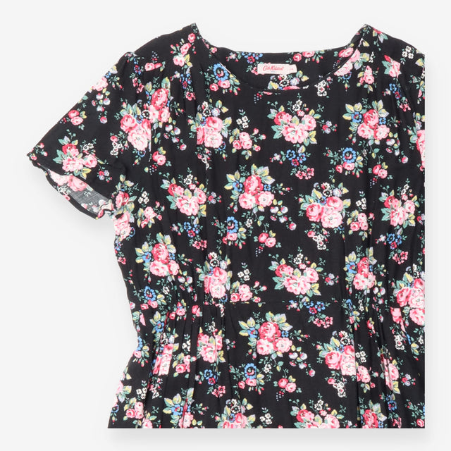 Cath Kidston Black Floral Tea Dress Short Sleeve