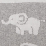 Knitted Blanket Grey with White Elephants