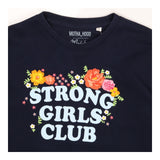Navy crewneck floral embroidered strong girls club