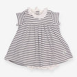Dress navy and white striped ruffle neck