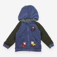 Reversible Hoodie Fleece Green Stripe and Blue Tra