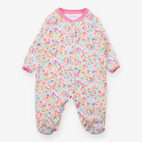 Sleepsuit Pink Trim Multicoloured Shapes