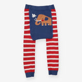 Leggings knit white and red striped elephant