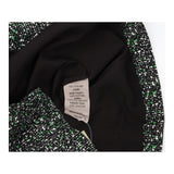 Black Green White Textured Jacquard Short Sleeve F