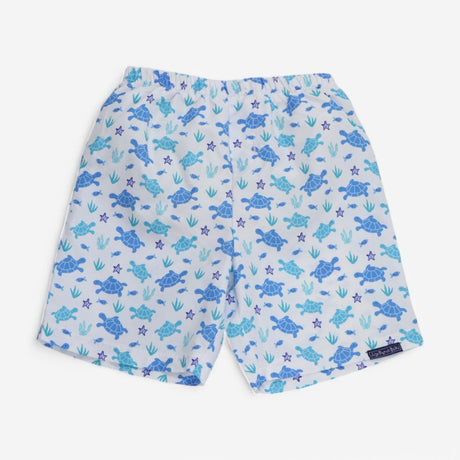 Swim Trunks White with Blue Turtles