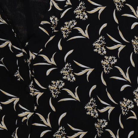 Black floral Button front Midi dress