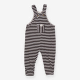 Black Striped Jersey Dungaree Striped Pocket