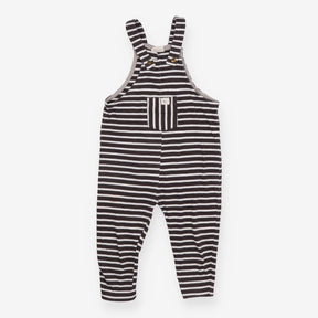 Black Striped Jersey Dungaree Striped Pocket