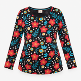 Top organic maternity nursing floral print navy