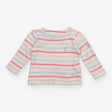 Tee LS muted stripes button shoulders