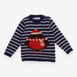 Knit sweater blue striped bird