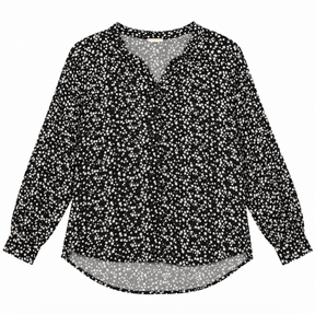 Long sleeve Blouse Black White Star Print