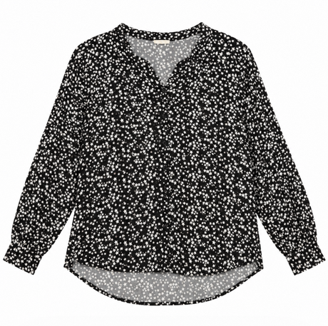 Long sleeve Blouse Black White Star Print