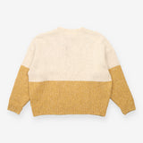 Cream & Mustard Colour Block Cable Knit Jumper