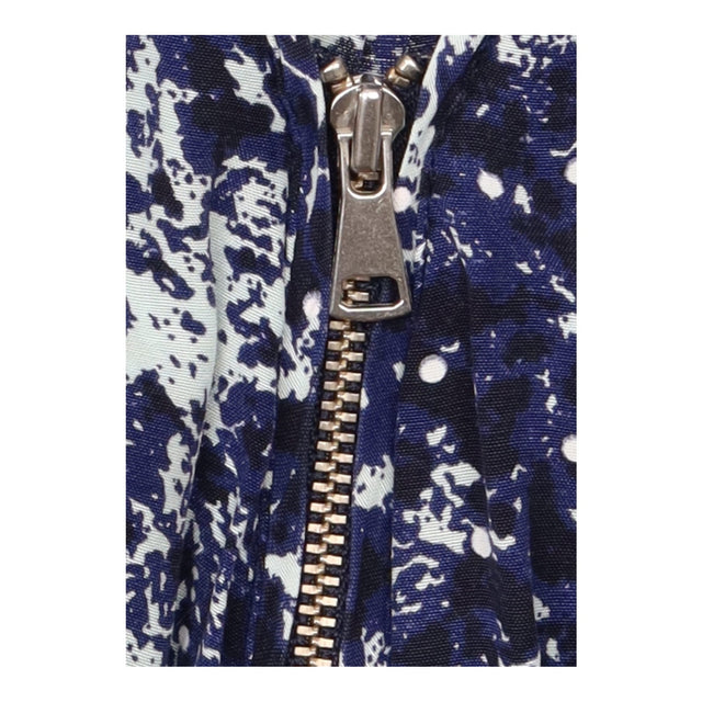 Blue Poppy-Print Zip-Front Shift Dress