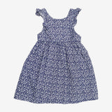 sleeveless blue dress white flower