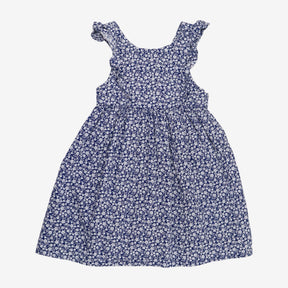 sleeveless blue dress white flower