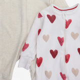 2 pcs sleepsuit cream hearts with face
