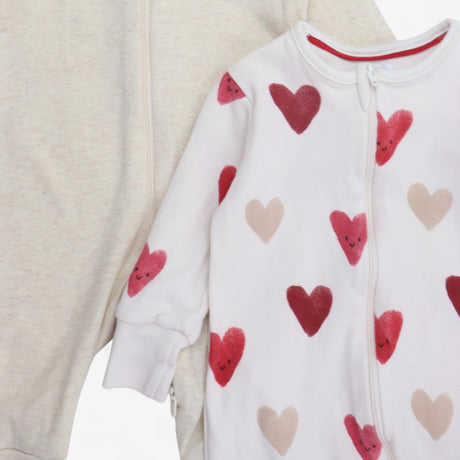 2 pcs sleepsuit cream hearts with face