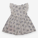 White Dress Blue Flowers with Lace Detail