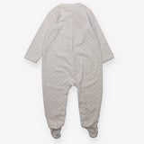 Sleepsuit white velour pink polka dots