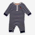 Navy Knit Romper with Rhino 