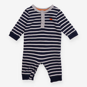 Navy Knit Romper with Rhino 