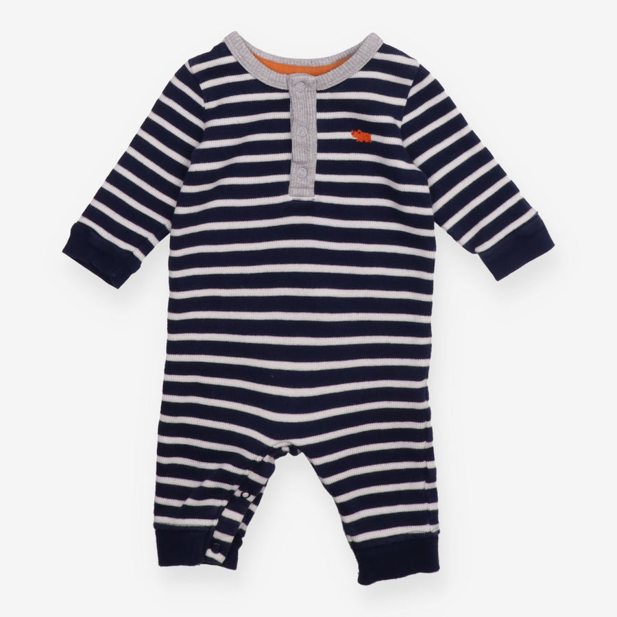Navy Knit Romper with Rhino 