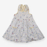 Sundress white waves ships yellow edging