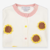 Cardigan Cream and Pink Sunflowers