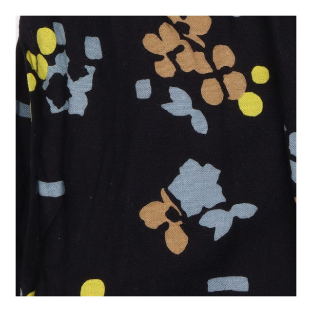 Midi Skirt Black Abstract Floral Print Tiered