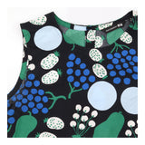 Dress Sleeveless A-Line Botanical Fruit Print Blac