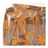 Wrap Skirt Mustard Brown Botanical Print Tie Waist